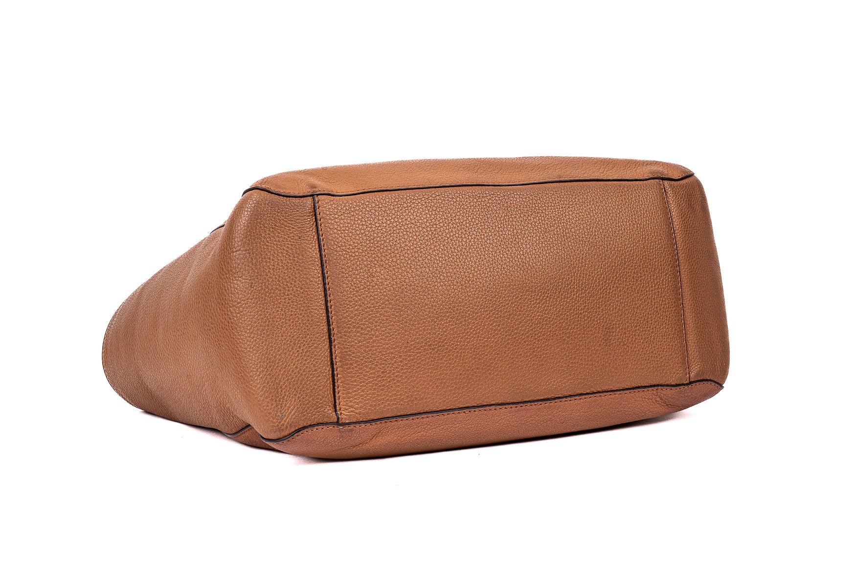 Cognac Leather Diaper Tote Bag