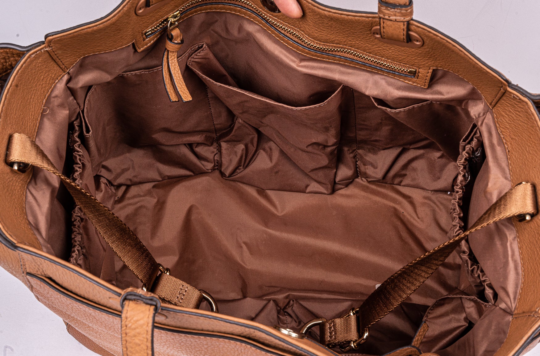 Cognac Leather Diaper Tote Bag