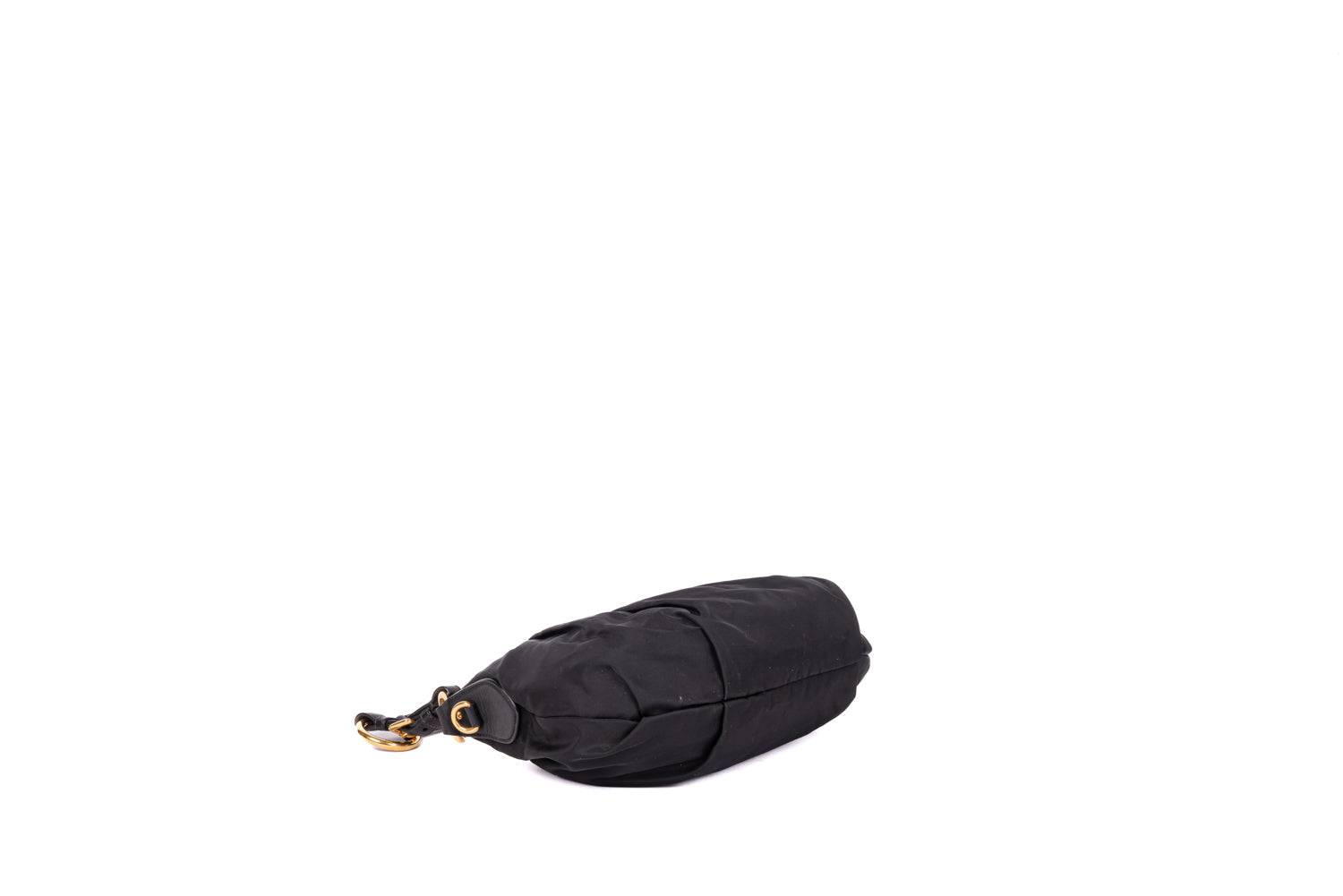 Black Nylon Pleated Shoulder Bag