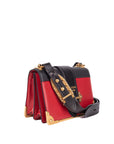 Red/Black Saffiano Lux Leather Cahier Shoulder Bag