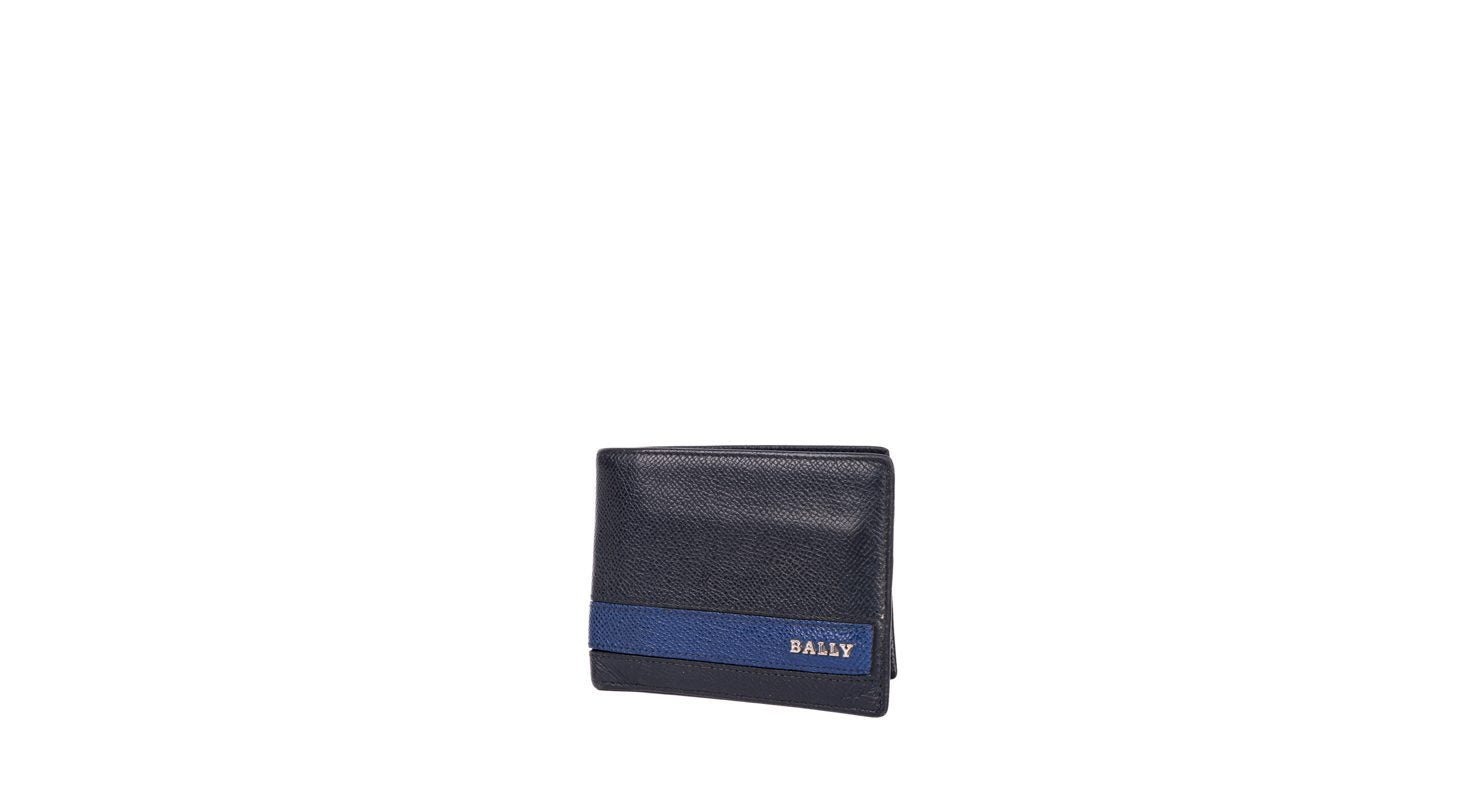 Lollten Men&#39;s Navy Leather Bifold Wallet