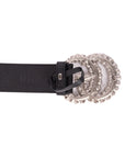GG Crystal-Embellished Leather Belt
