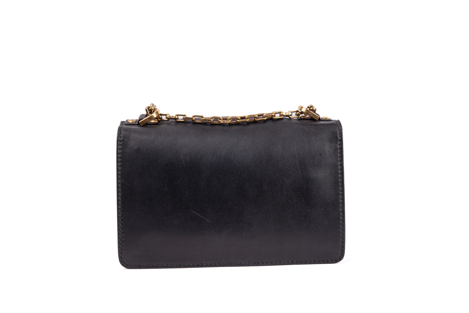 Black Smooth Leather J&#39;Adior Chain Flap Bag