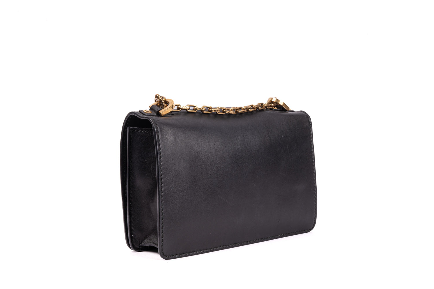 Black Smooth Leather J&#39;Adior Chain Flap Bag