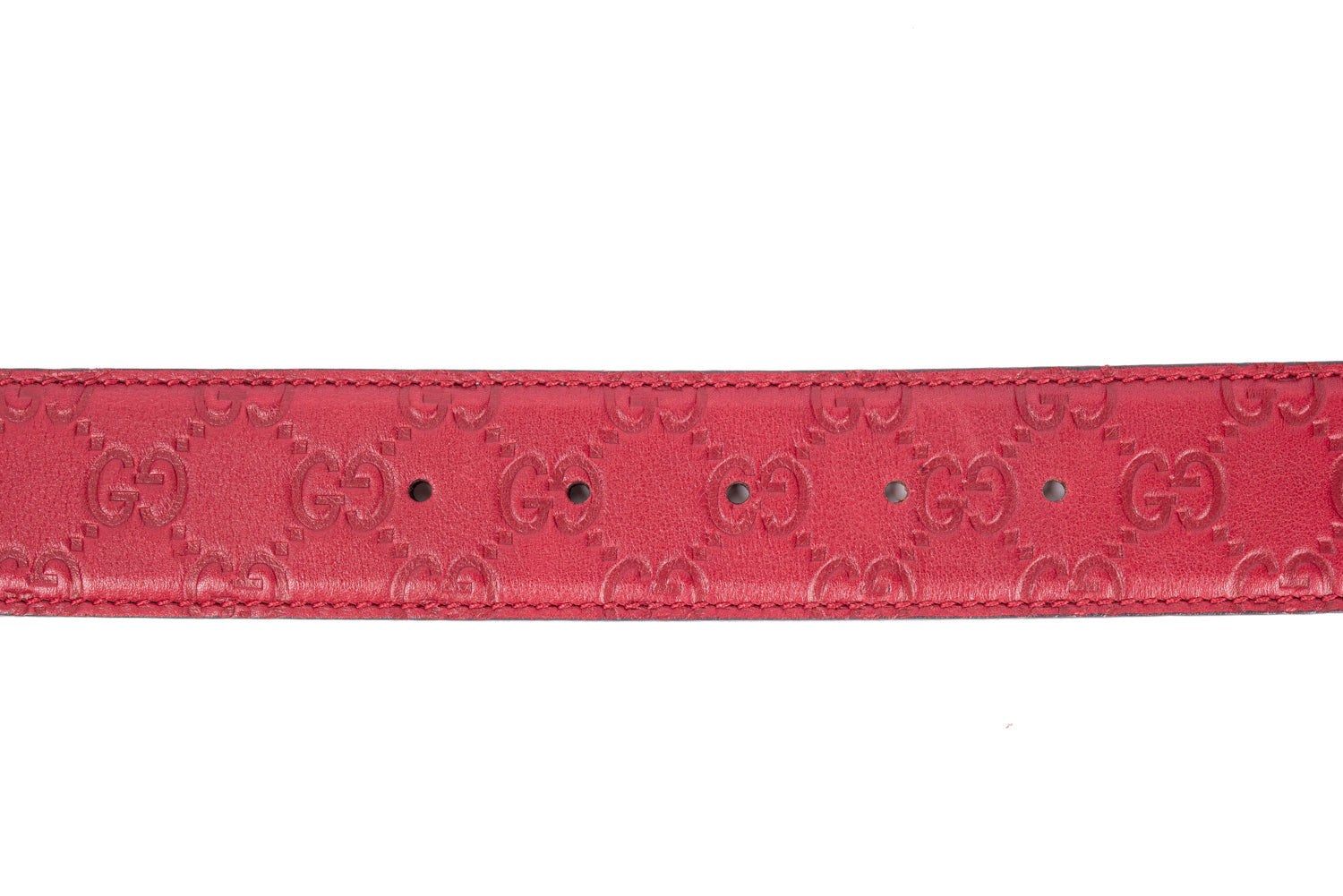 Red Belt With Heart-Shaped Interlocking G Buckle