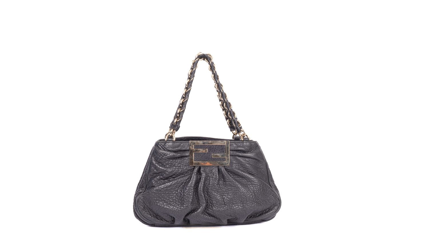 Black Leather Mia Shoulder Bag