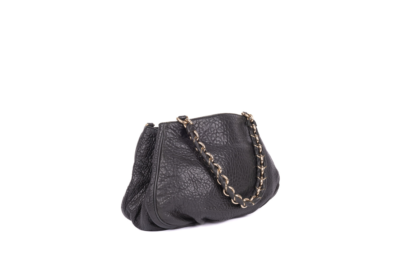 Black Leather Mia Shoulder Bag