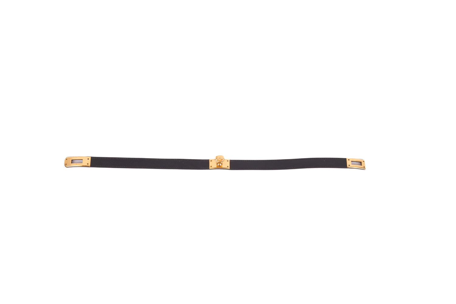 Black Leather Gold Plated Kelly Double Bracelet