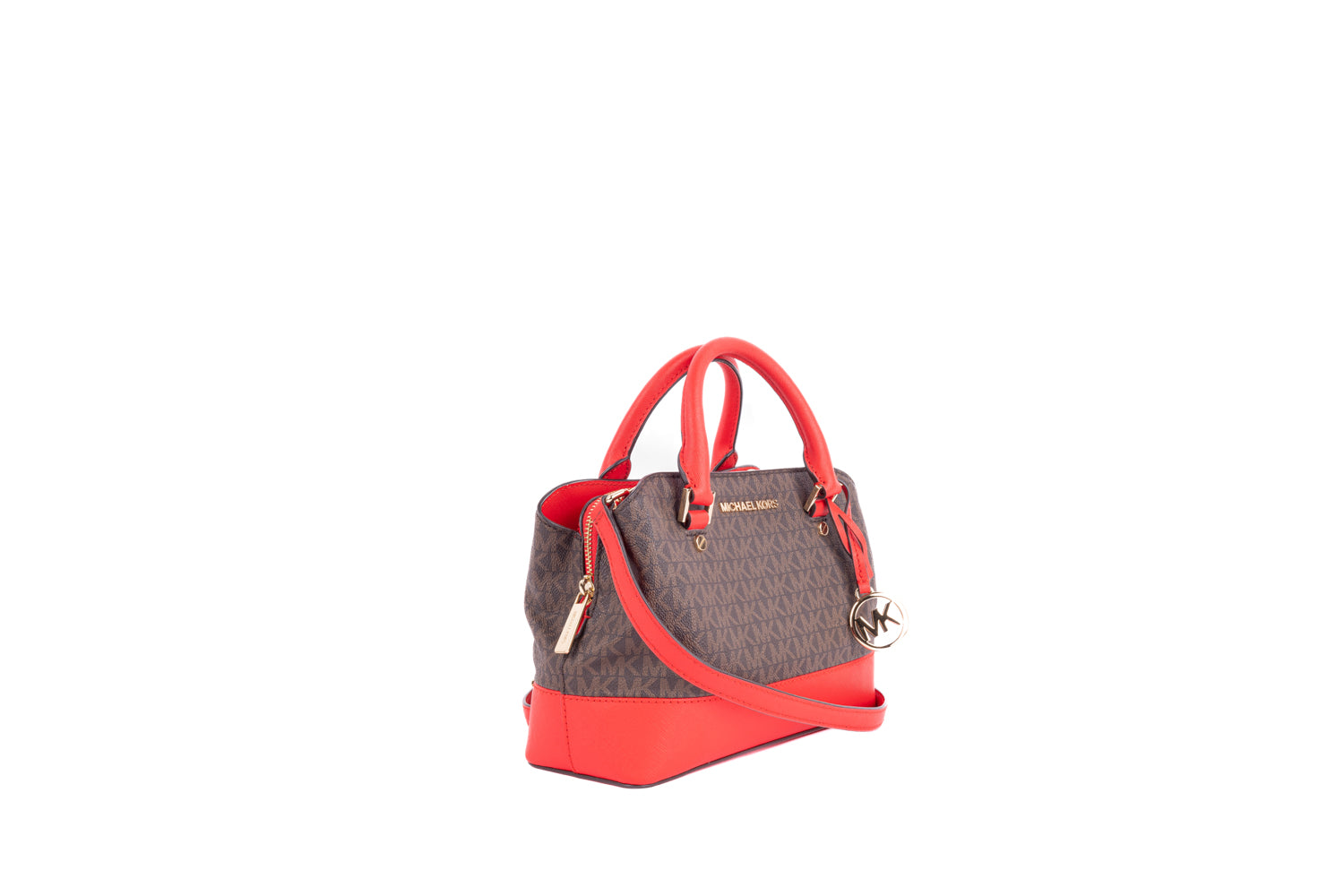 Signature Small Satchel Brown &amp; Red Bag