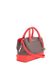Signature Small Satchel Brown & Red Bag