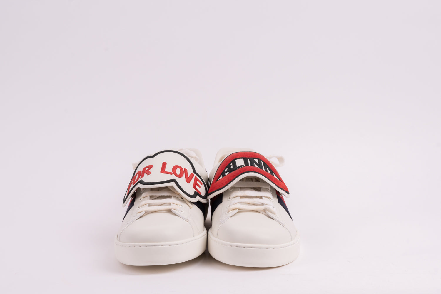 Gucci White Leather &#39;Blind In Love&#39; Ace Low-Top Sneaker-41
