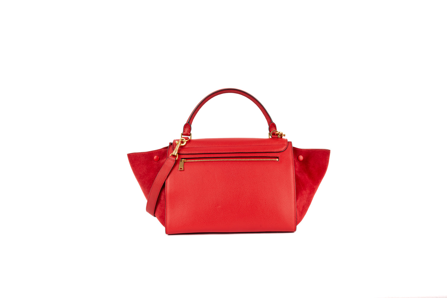 Red Leather and Suede Medium Trapeze Bag
