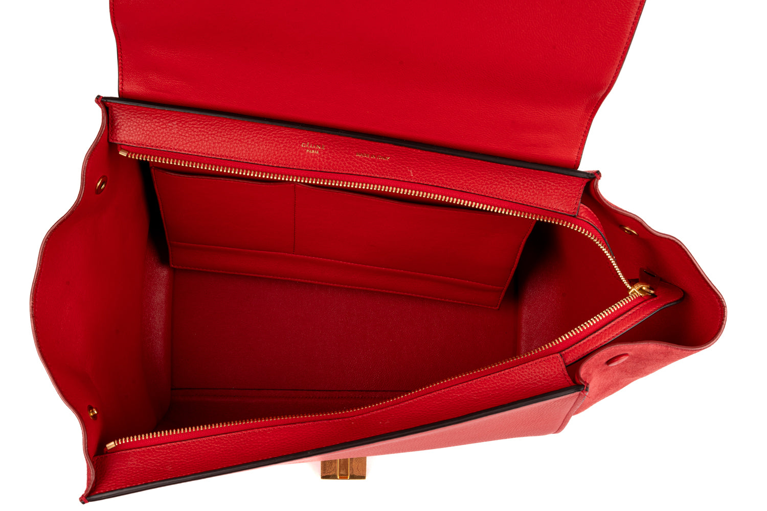 Red Leather and Suede Medium Trapeze Bag
