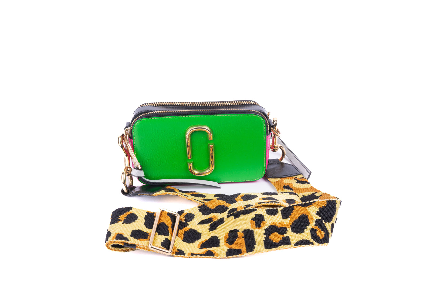 Marc Jacobs Green Snapshot With Leopard Strap