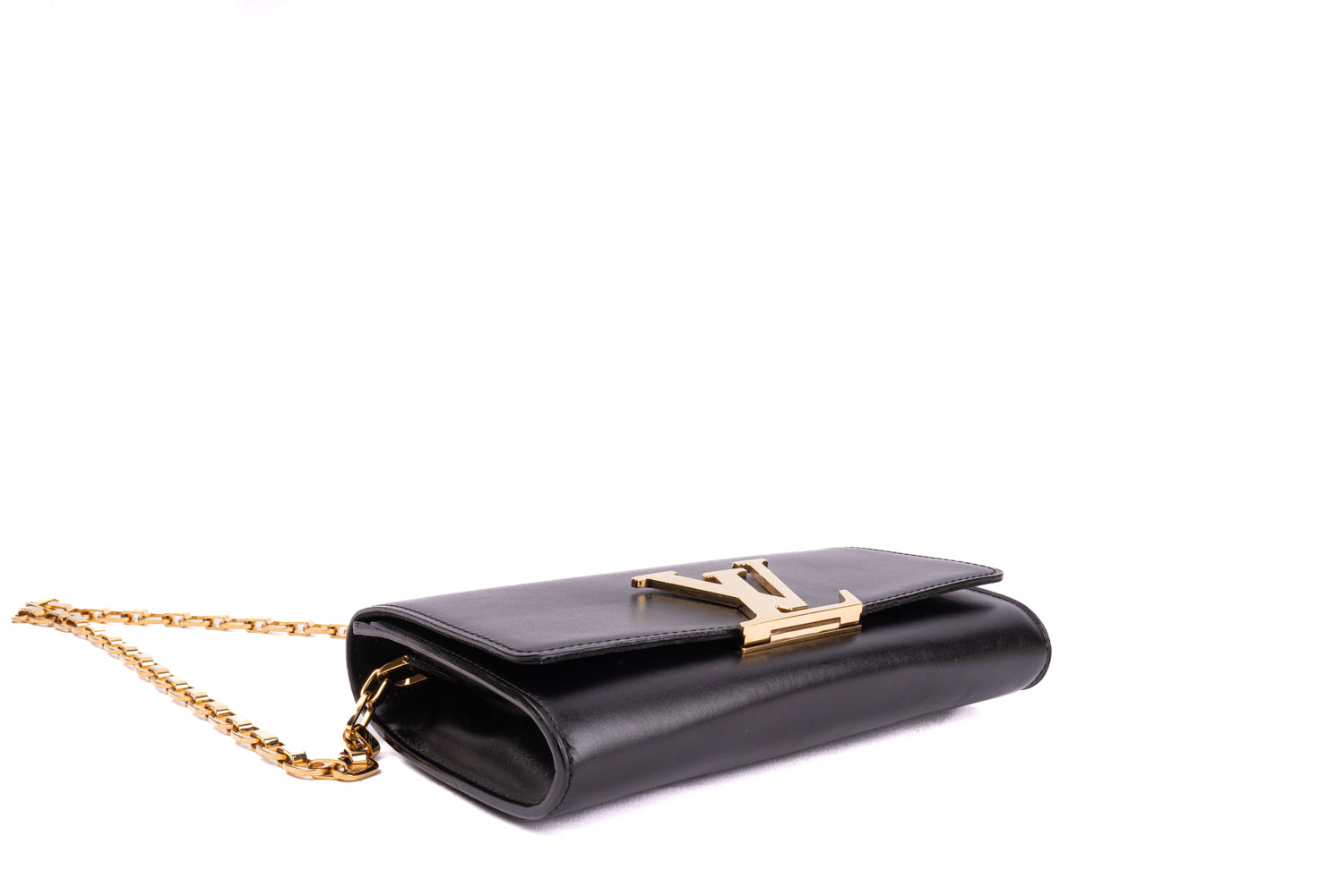 Black Leather Chain Louise GM Bag