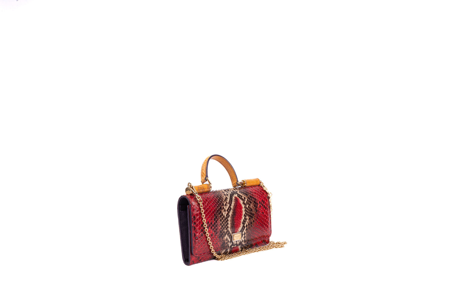 Dolce &amp; Gabbana Red/Orange Python Sicily Wallet