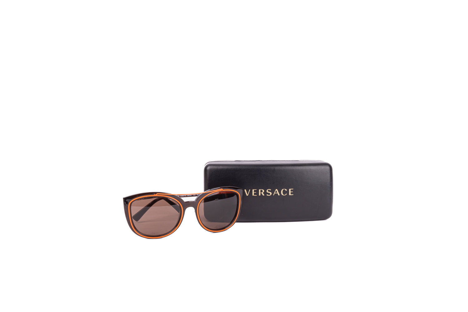 Versace Oval VE Black &amp; Red Rim Sunglasses