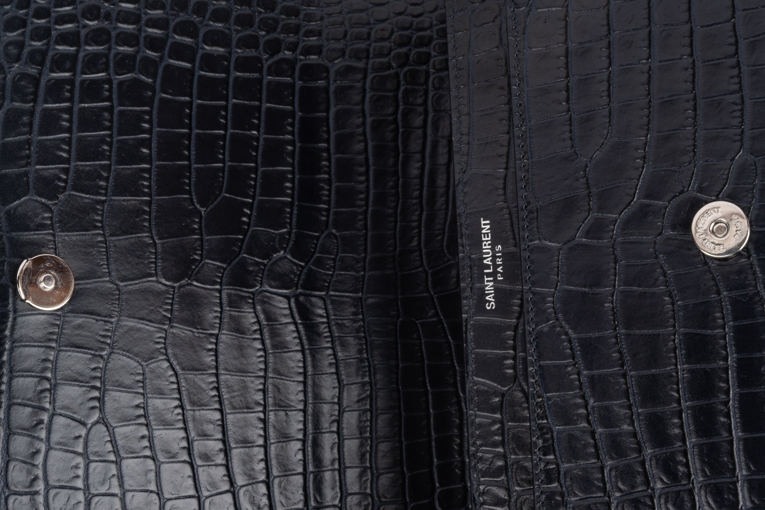 Shiny Croc Embossed Leather Sunset Shoulder Bag (M)