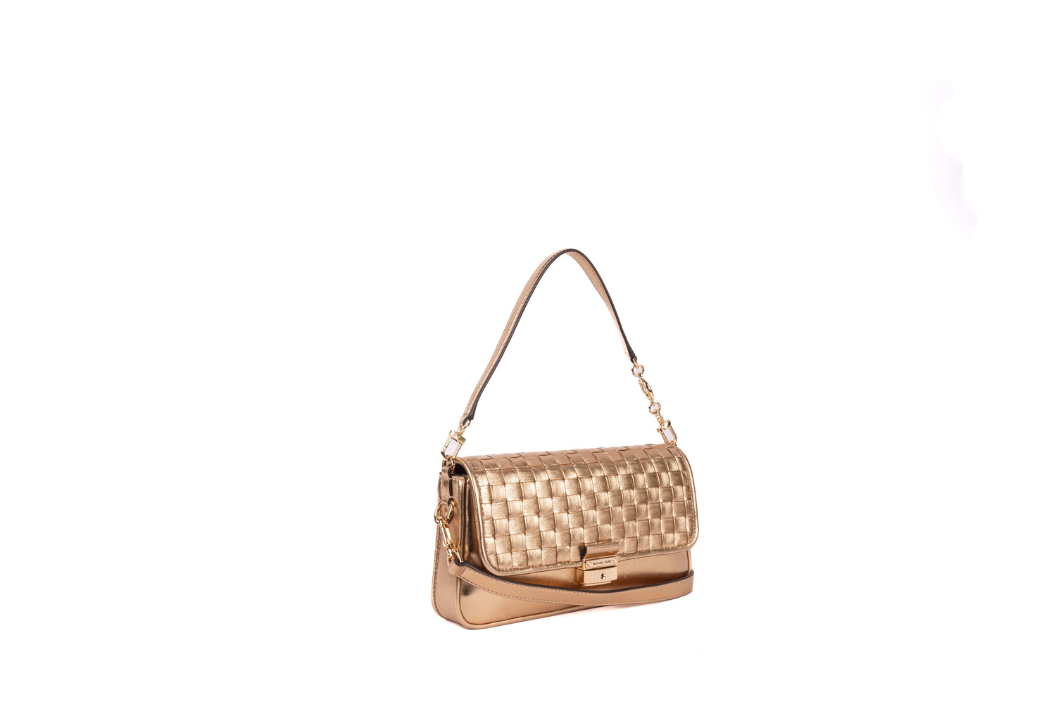 Small Brad- Show Woven Gold Leather Shoulder Bag