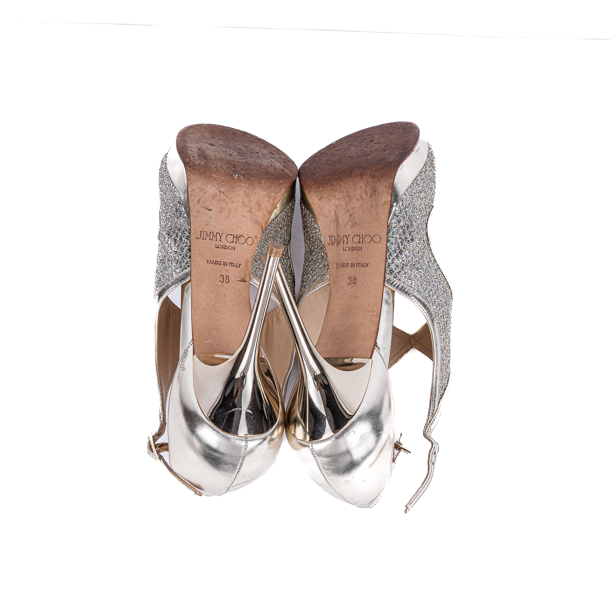 Leather Glitter Fabric Heels