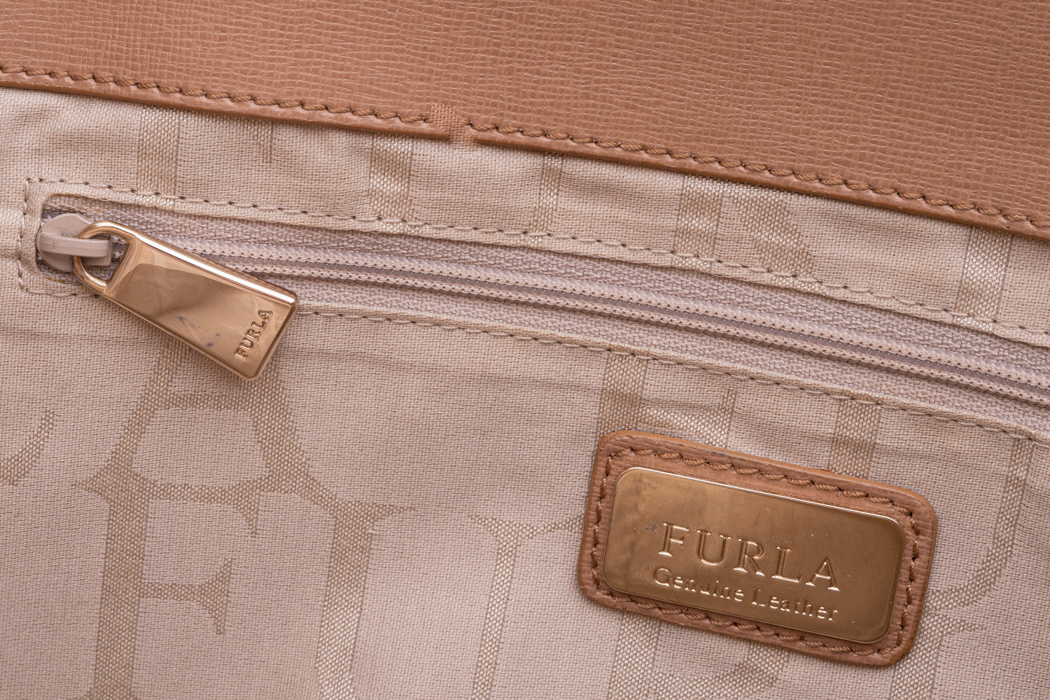 Furla Beige Leather Large Julia Top Handle Bag