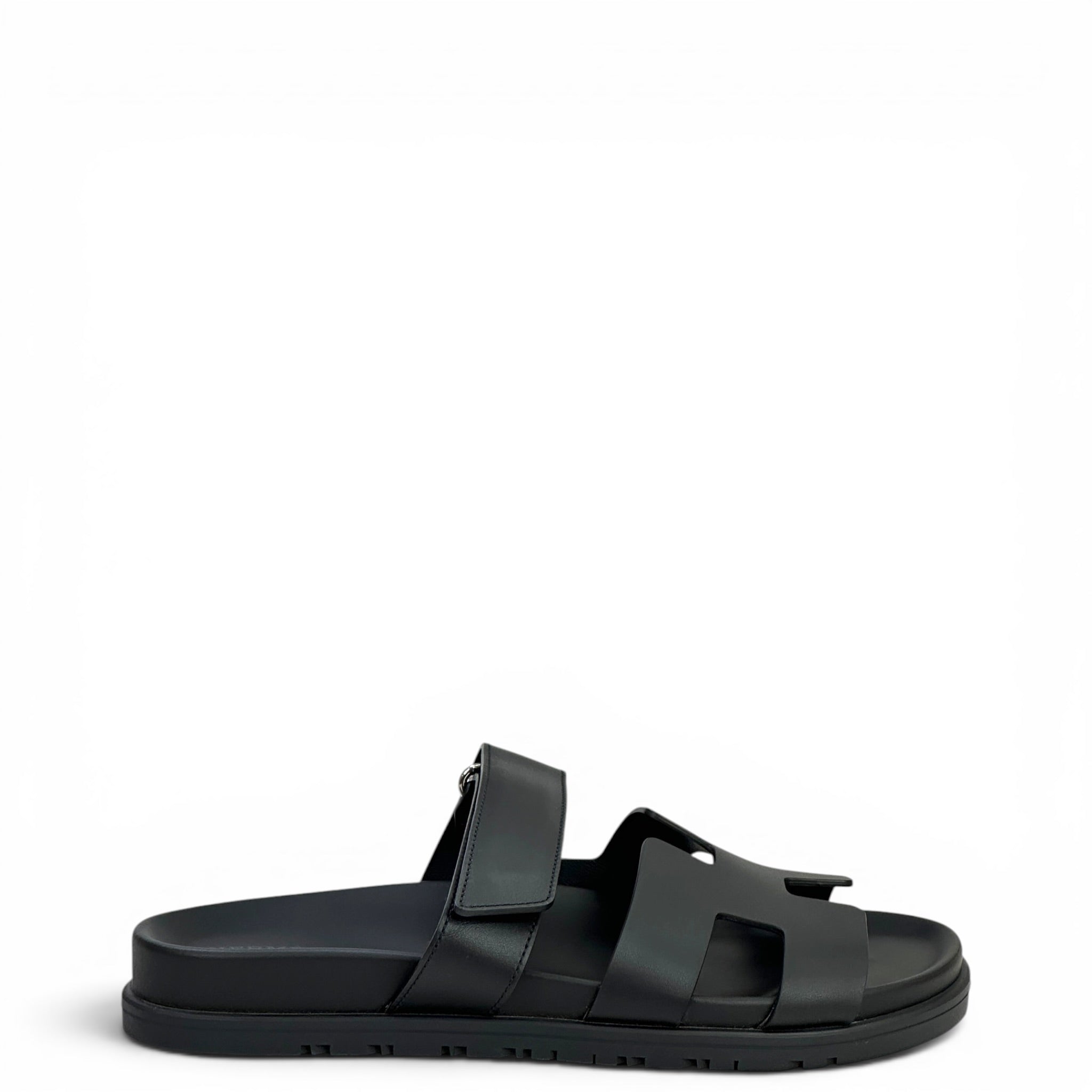 Hermès Chypre Noir Calfskin Sandals EU 39
