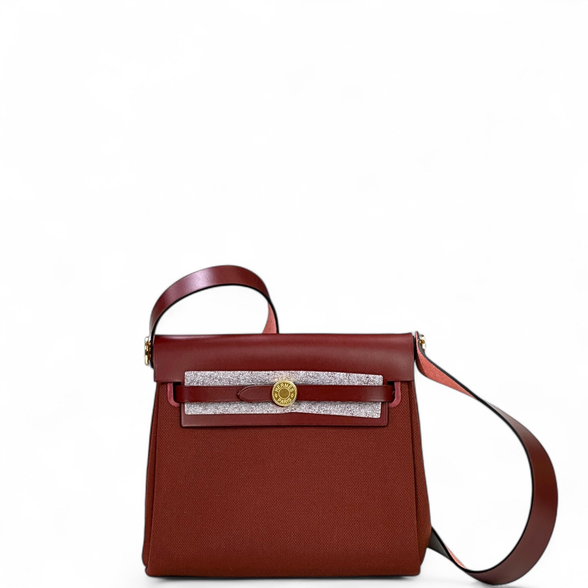 Hermès Herbag Zip 20 Rouge H Canvas GHW