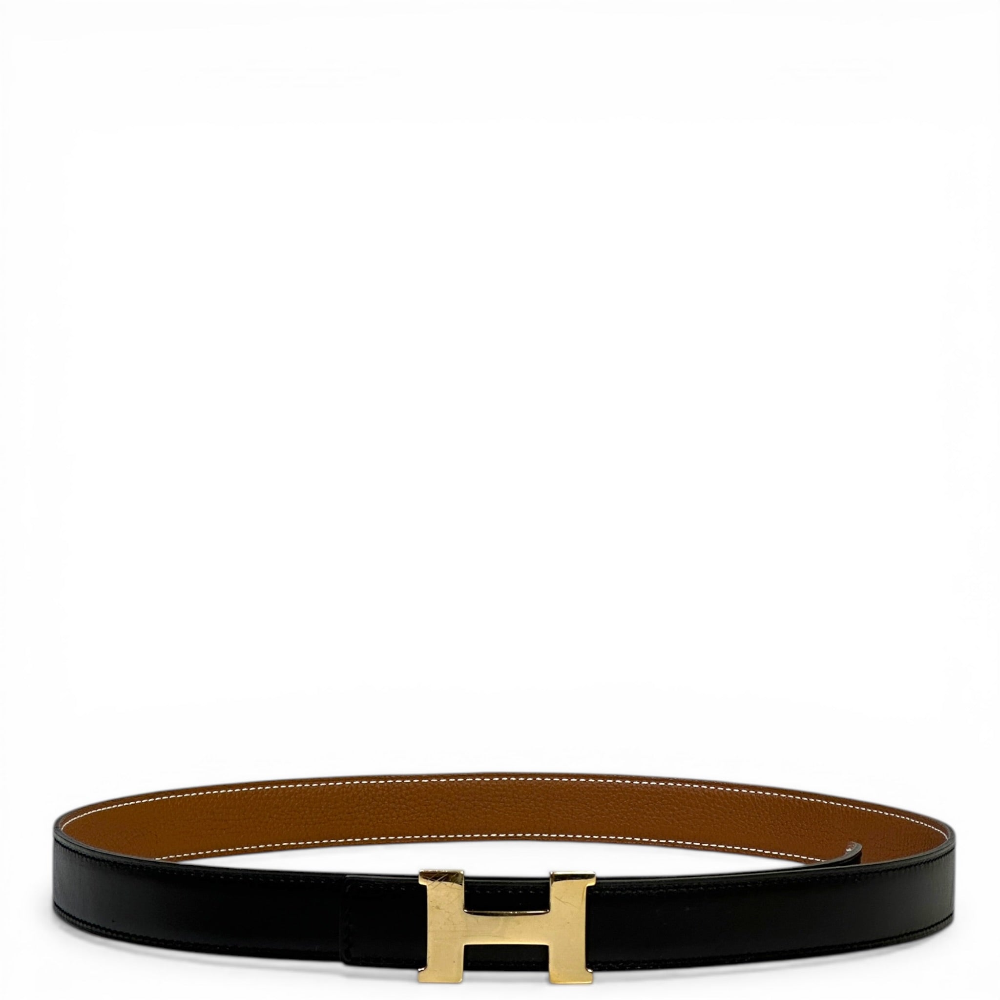 Hermès Mini H Buckle Reversible Belt Gold Black GHW