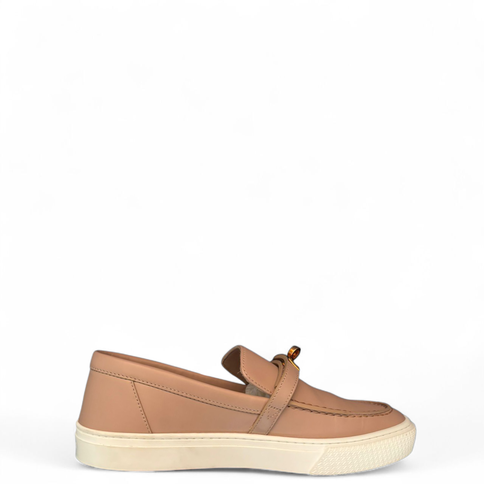 Hermes Beige Leather Game Slip on Loafers EU 38.5