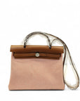 Hermes Herbag 31 Canvas Satchel Palladium Hardware