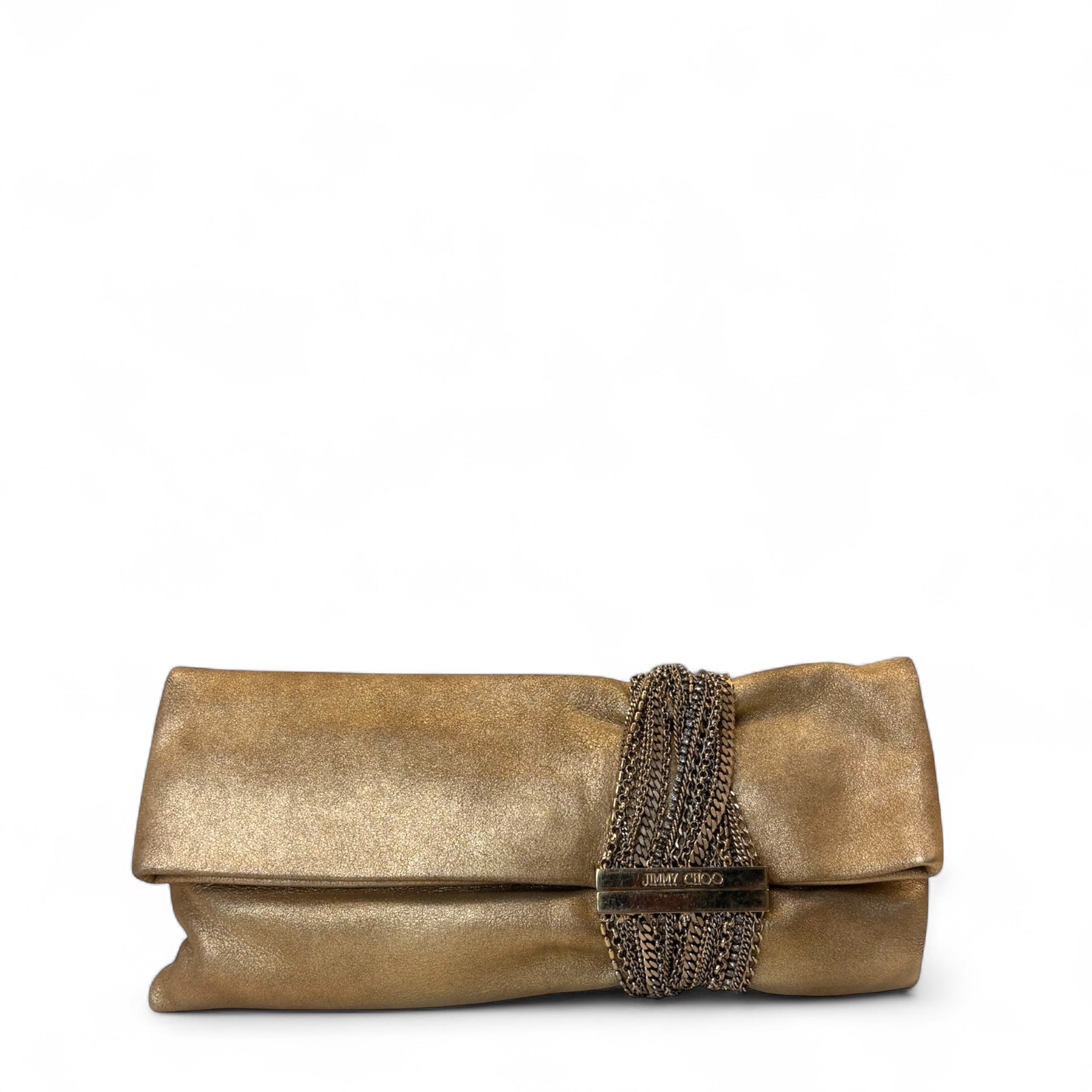 Jimmy Choo Chandra Beige Shimmering Clutch