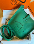 Hermes Mini Evelyne TPM in Green Clemence leather SHW