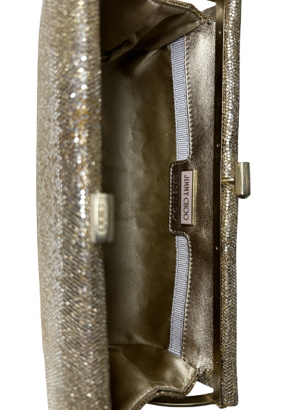 Jimmy Choo Gold Glitter Tube Clutch