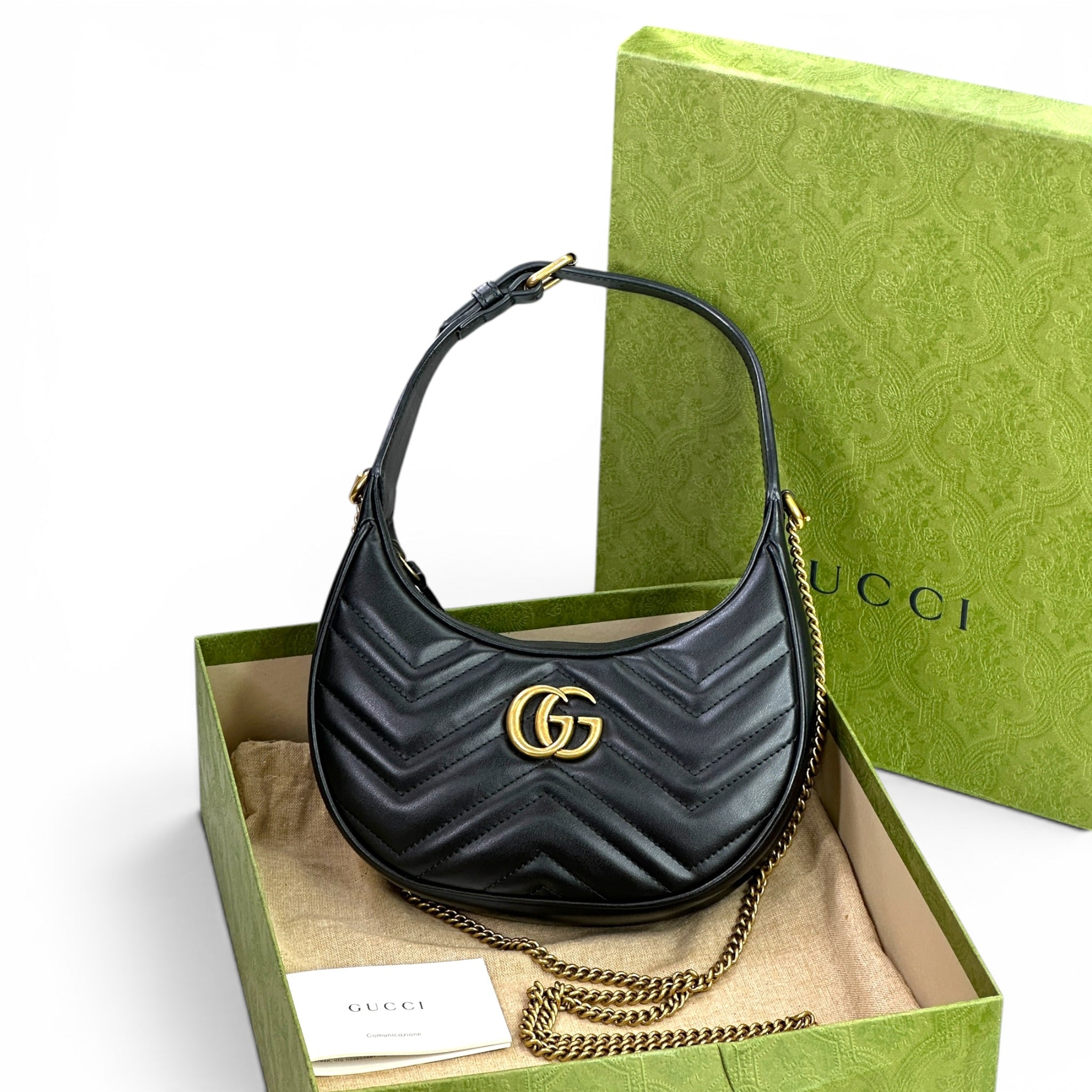 Gucci GG Marmont Shoulder Bag Mini Black Matelassé Chevron