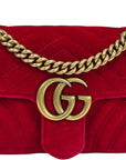 Gucci GG Marmont Mini Flap Bag Red Matelassé Velvet