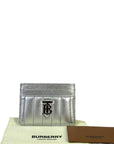 Burberry Lola Card Case Silver Metallic Quilted Leather