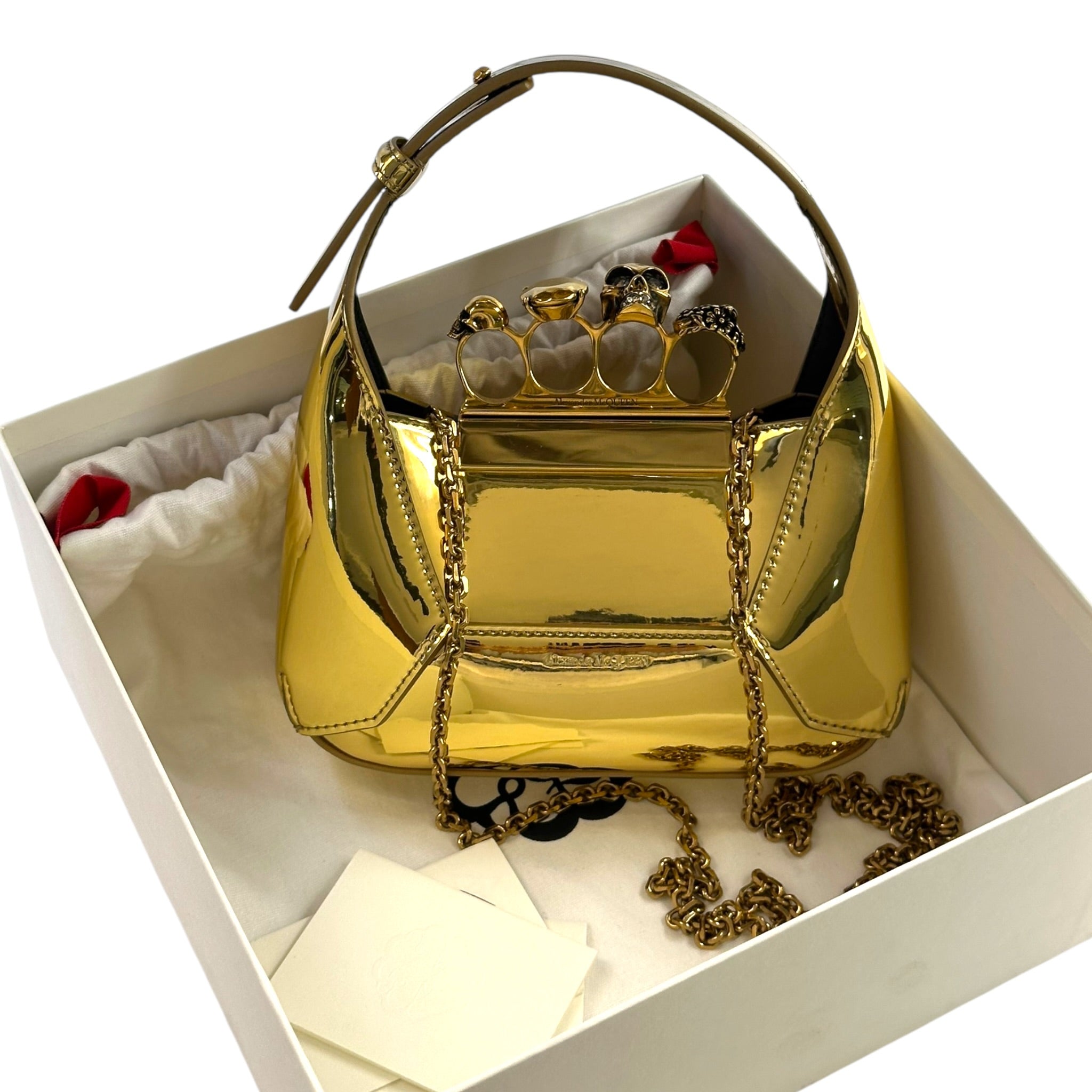 Alexander McQueen The Jewelled Knuckle Bag Gold Leather