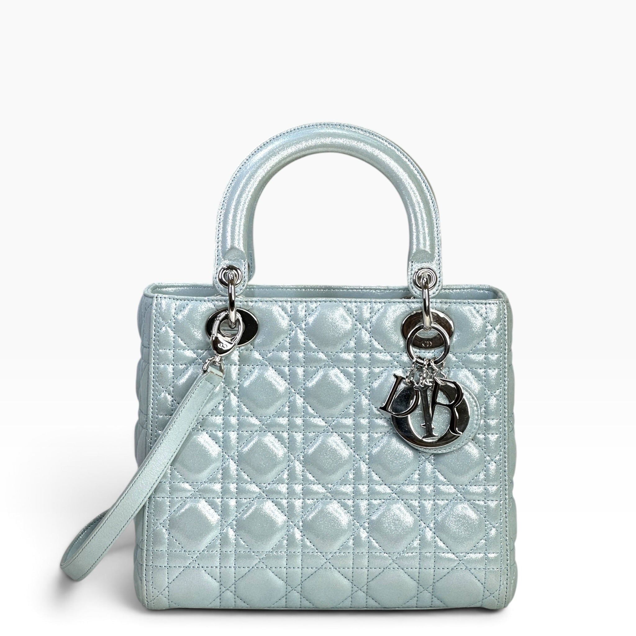 Lady Dior Cannage Medium Placid Blue Lamb Skin Bag