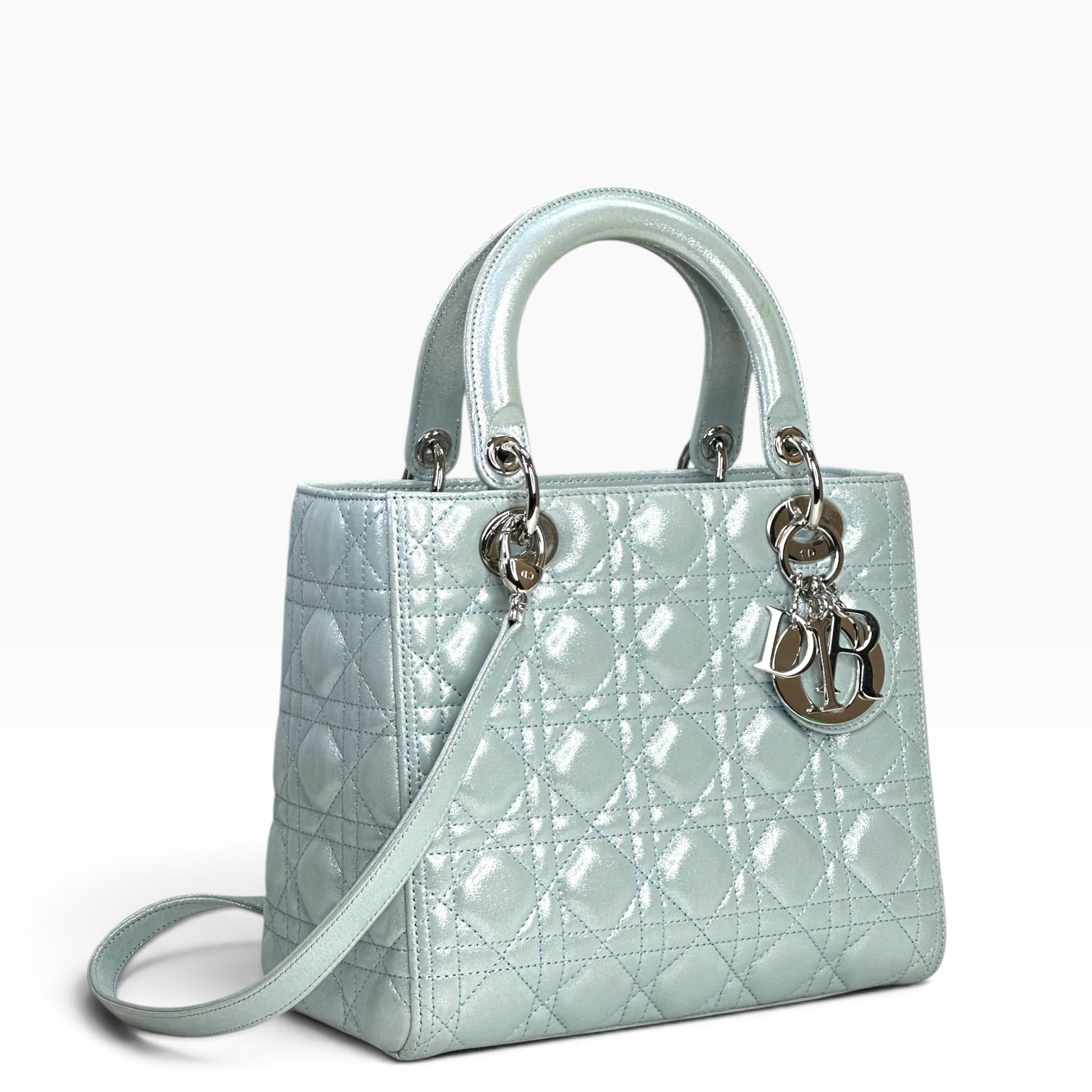 Lady Dior Cannage Medium Placid Blue Lamb Skin Bag