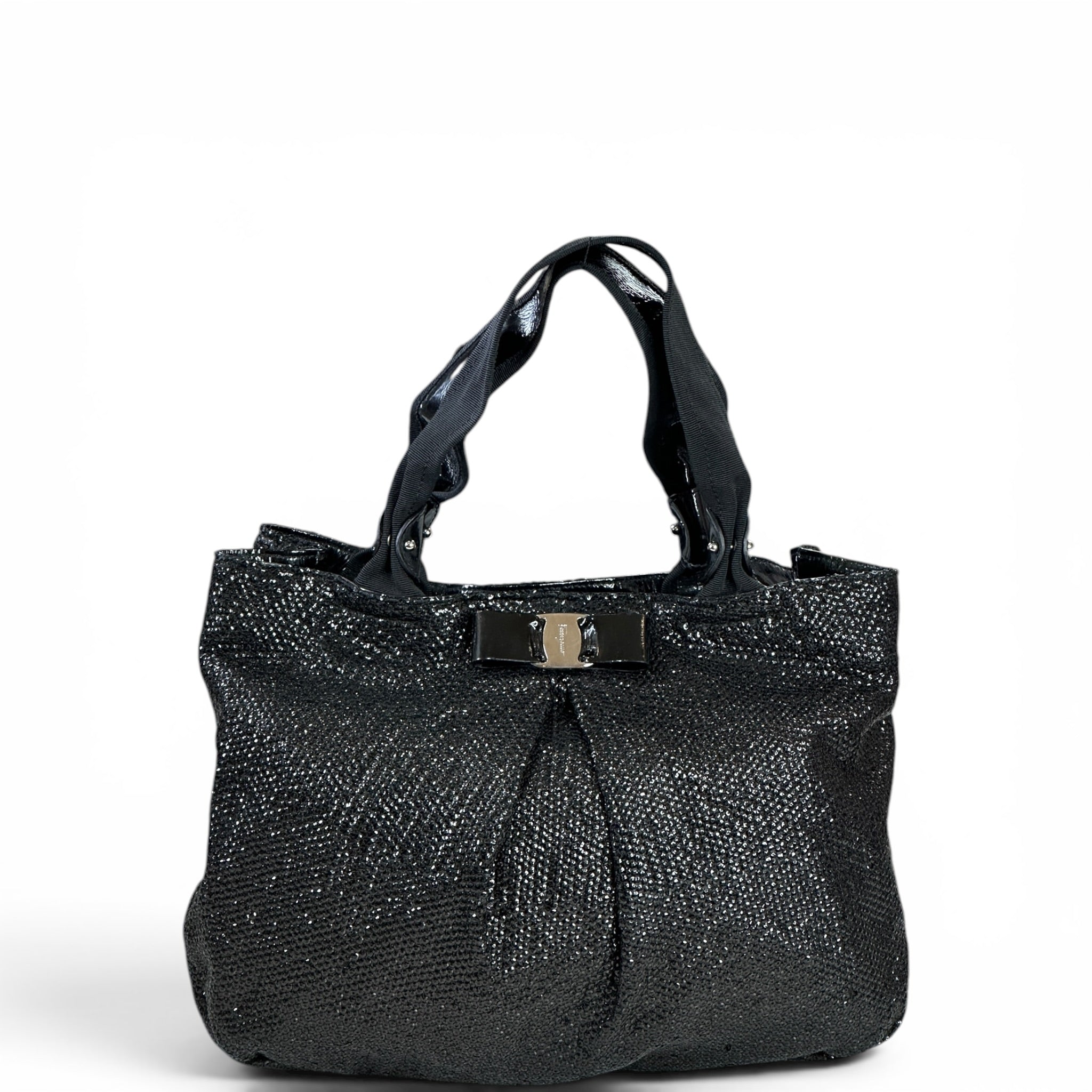 Salvatore Ferragamo Vara Bow Top Handle Bag Black