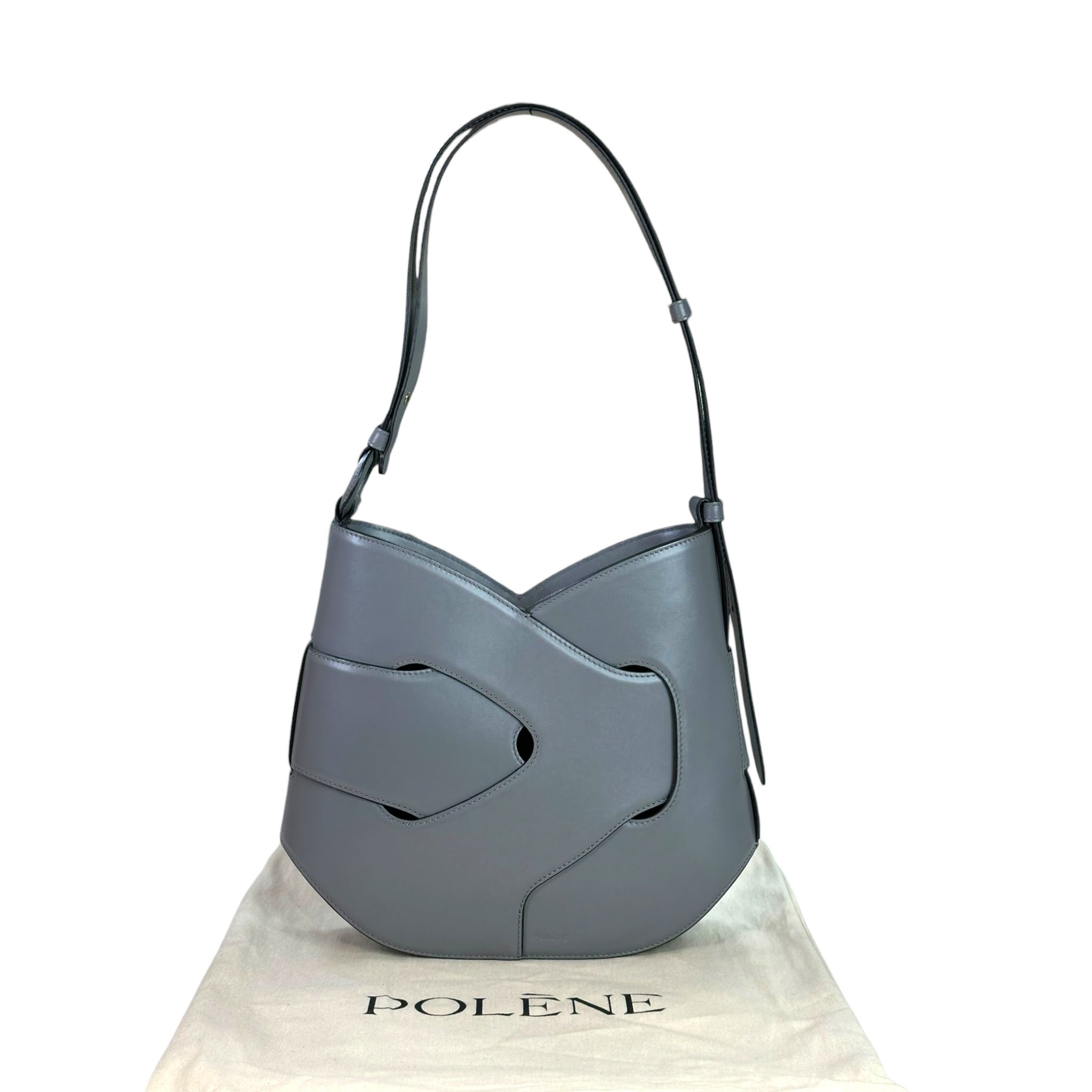 Polène Nodde Hobo Smooth Stone Calf Leather