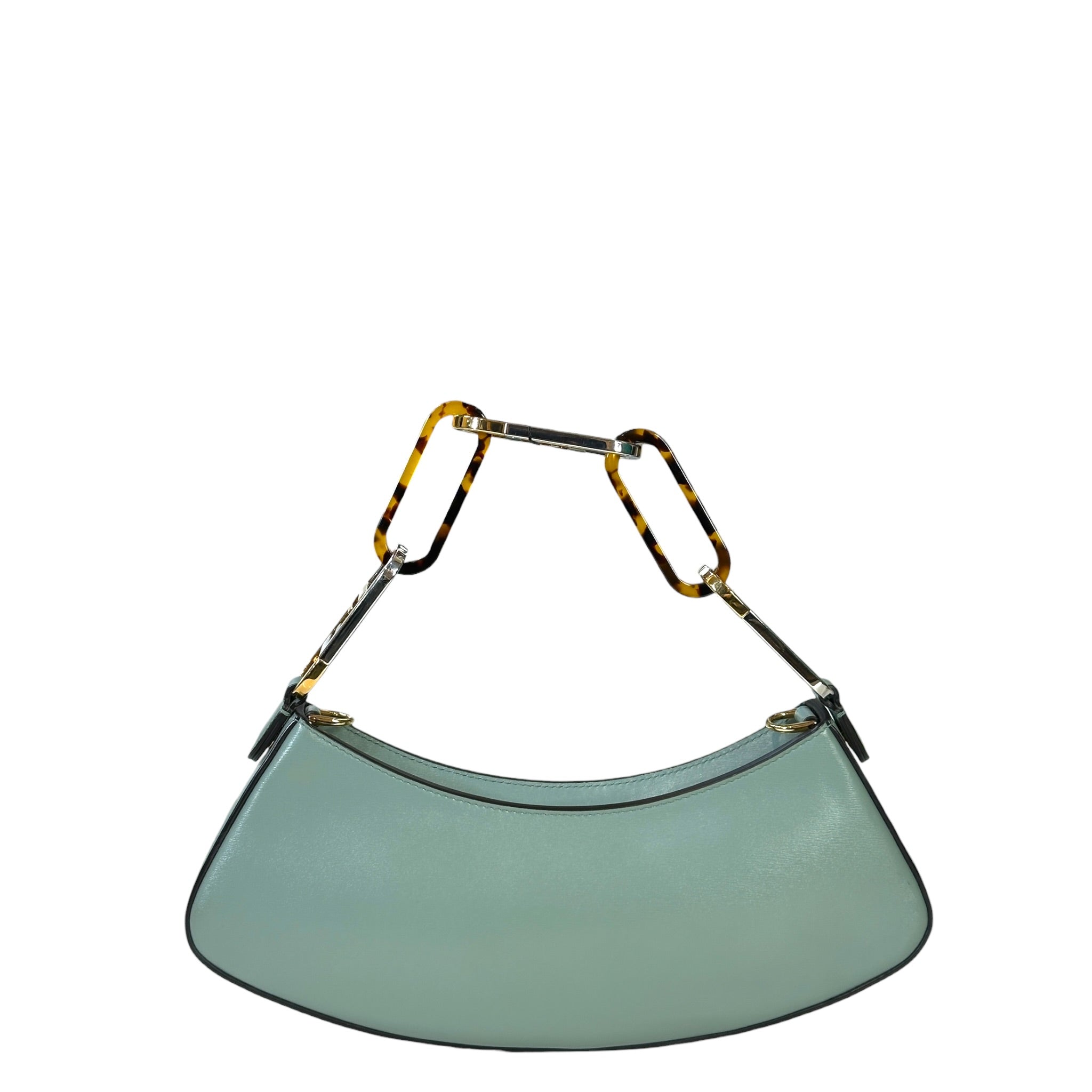 Fendi O'Lock Swing Shoulder Bag Light Blue Leather