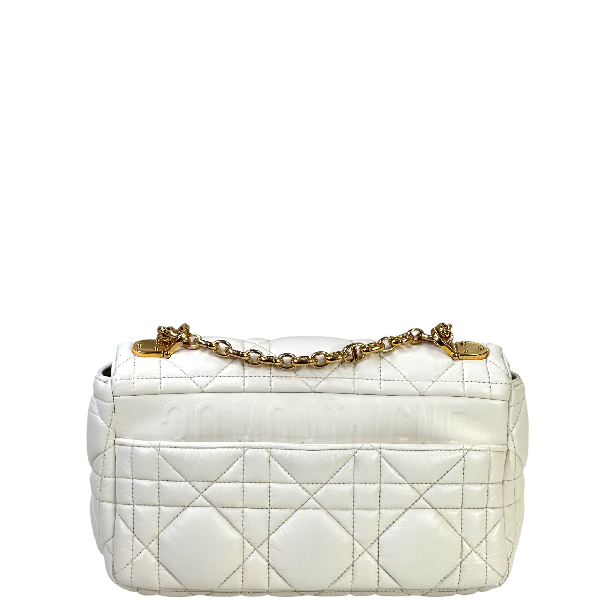 Christian Dior Caro Bag White Cannage Calfskin Leather