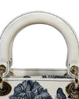 Christian Dior Lady D-Lite Bag Medium Toile de Jouy Blue White Canvas
