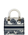 Christian Dior Lady D-Lite Bag Medium Toile de Jouy Blue White Canvas