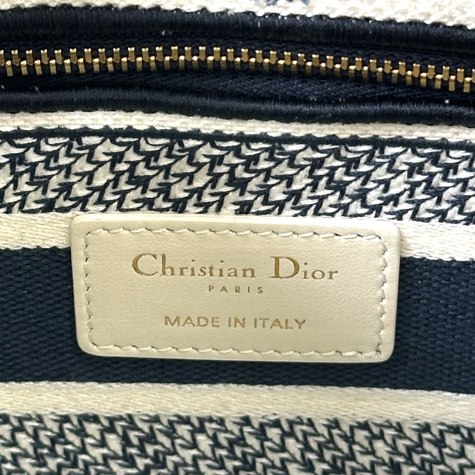Christian Dior Lady D-Lite Bag Medium Toile de Jouy Blue White Canvas