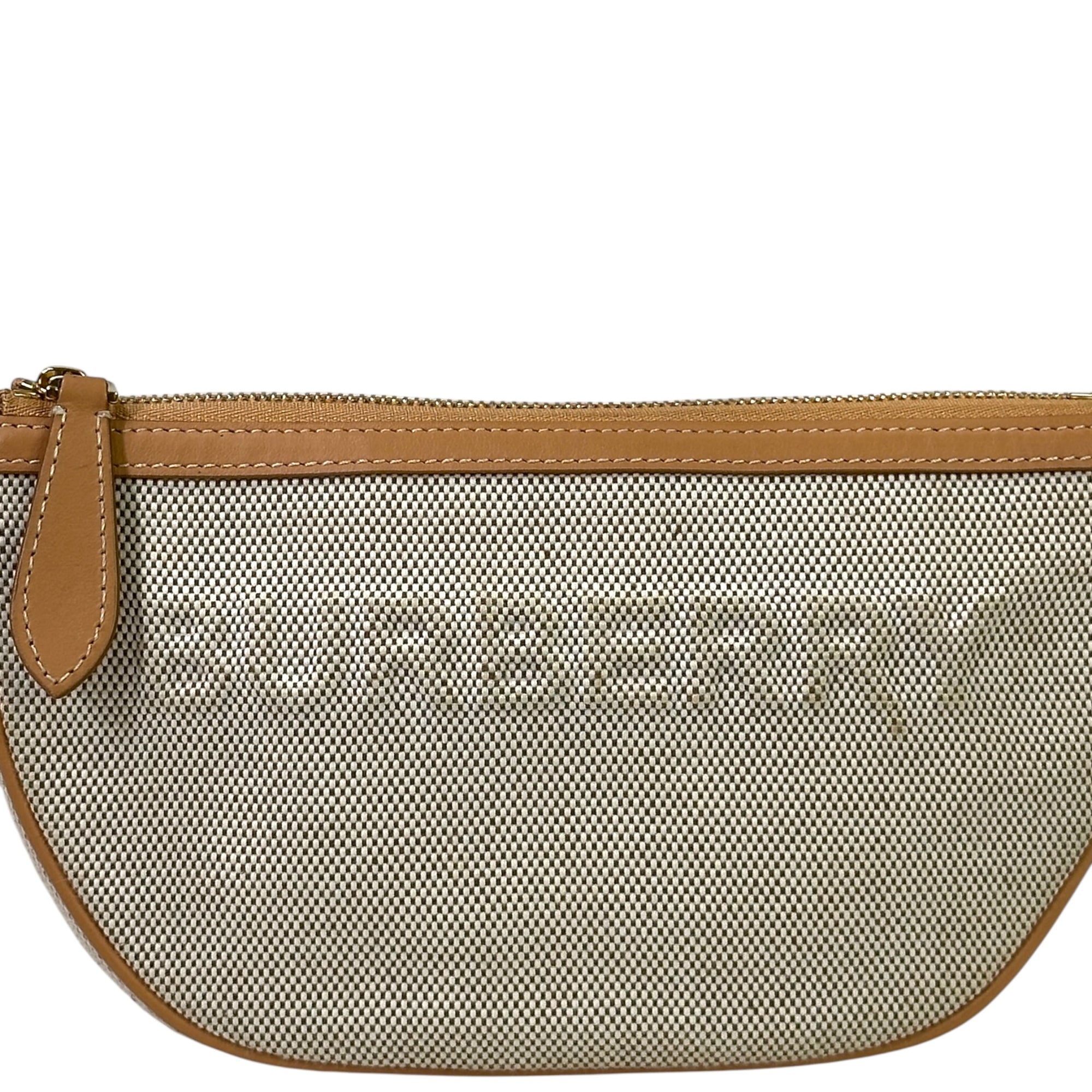 Burberry Olympia Bag Beige/Brown Canvas Leather Trim