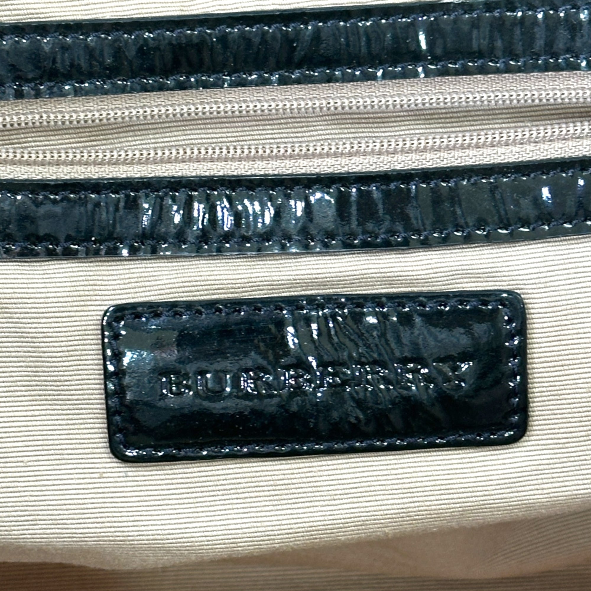 Burberry Canterbury Tote Beige Super Nova Check Patent Leather