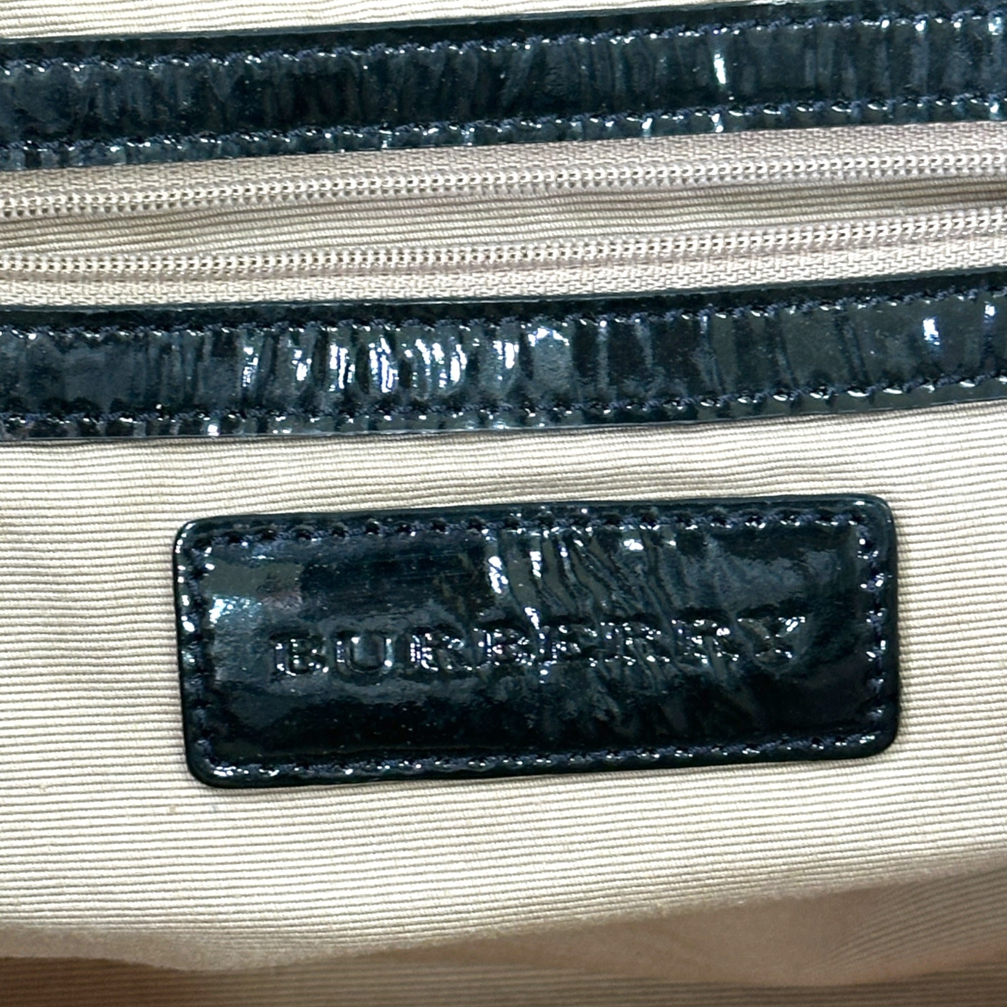 Burberry Canterbury Tote Beige Super Nova Check Patent Leather