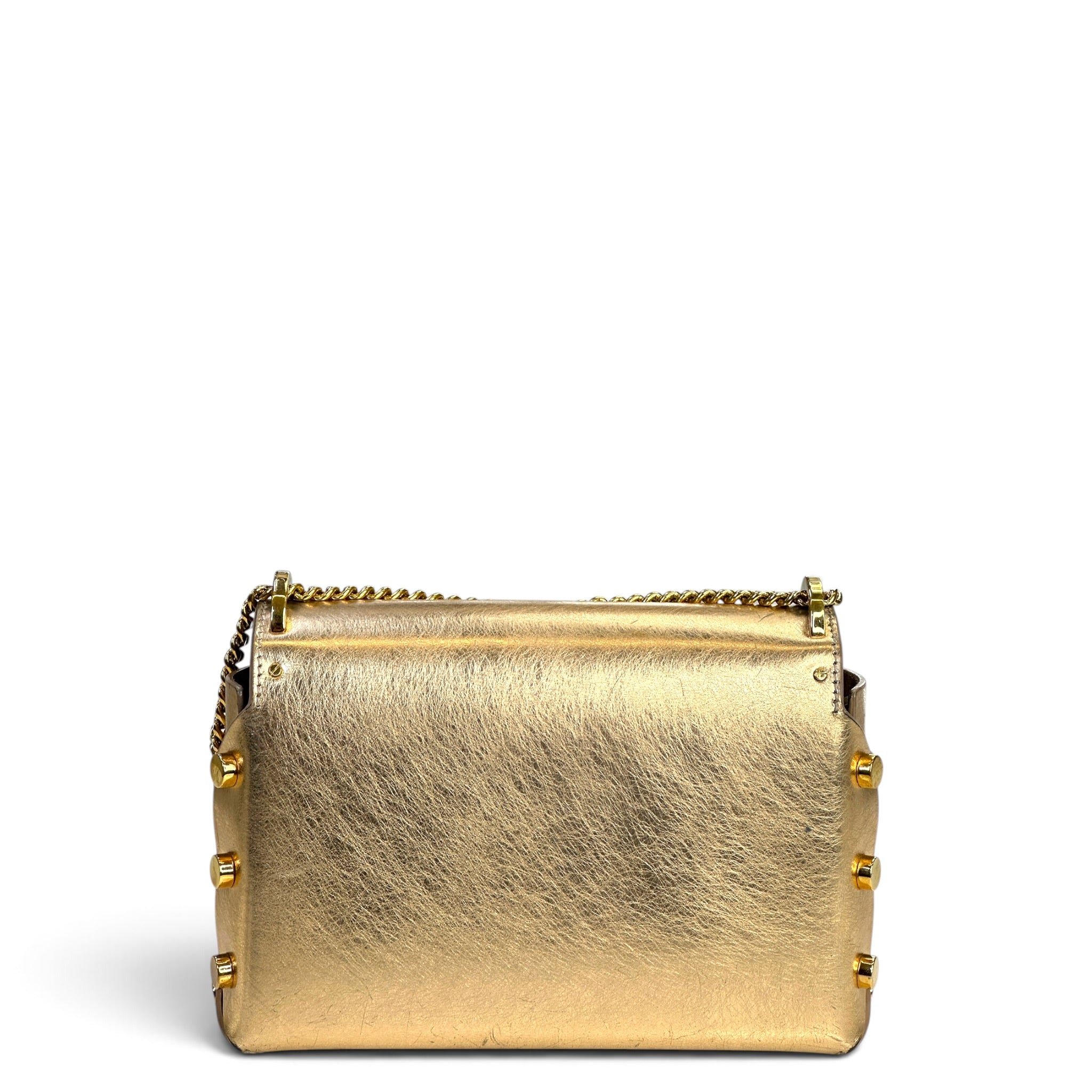 Jimmy Choo Lockett Mini Metallic Gold Leather Shoulder Bag